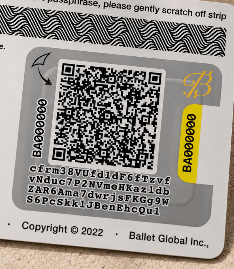 Ballet Crypto — Подарочная карта Bitcoin 11 Ballet Crypto BTC Gift Card QR-Code Balance