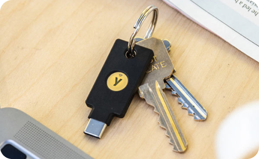 Security Key C NFC by Yubico on keychain