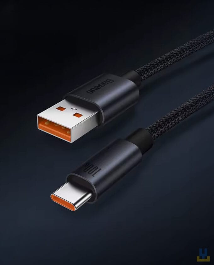 baseus 100w type-c usb-a cable connectors