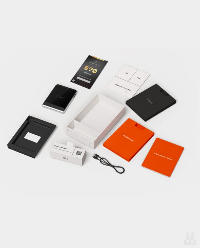 Ledger Flex Btc Orange Box With Device