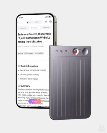AI Voice Recorder, PLAUD Note Voice Recorder w/Case, App Control, Transcribe & Summarize with AI Technology, Support 112 Languages, 64GB Memory, Audio Recorder for Lectures, Meetings, Calls, Black