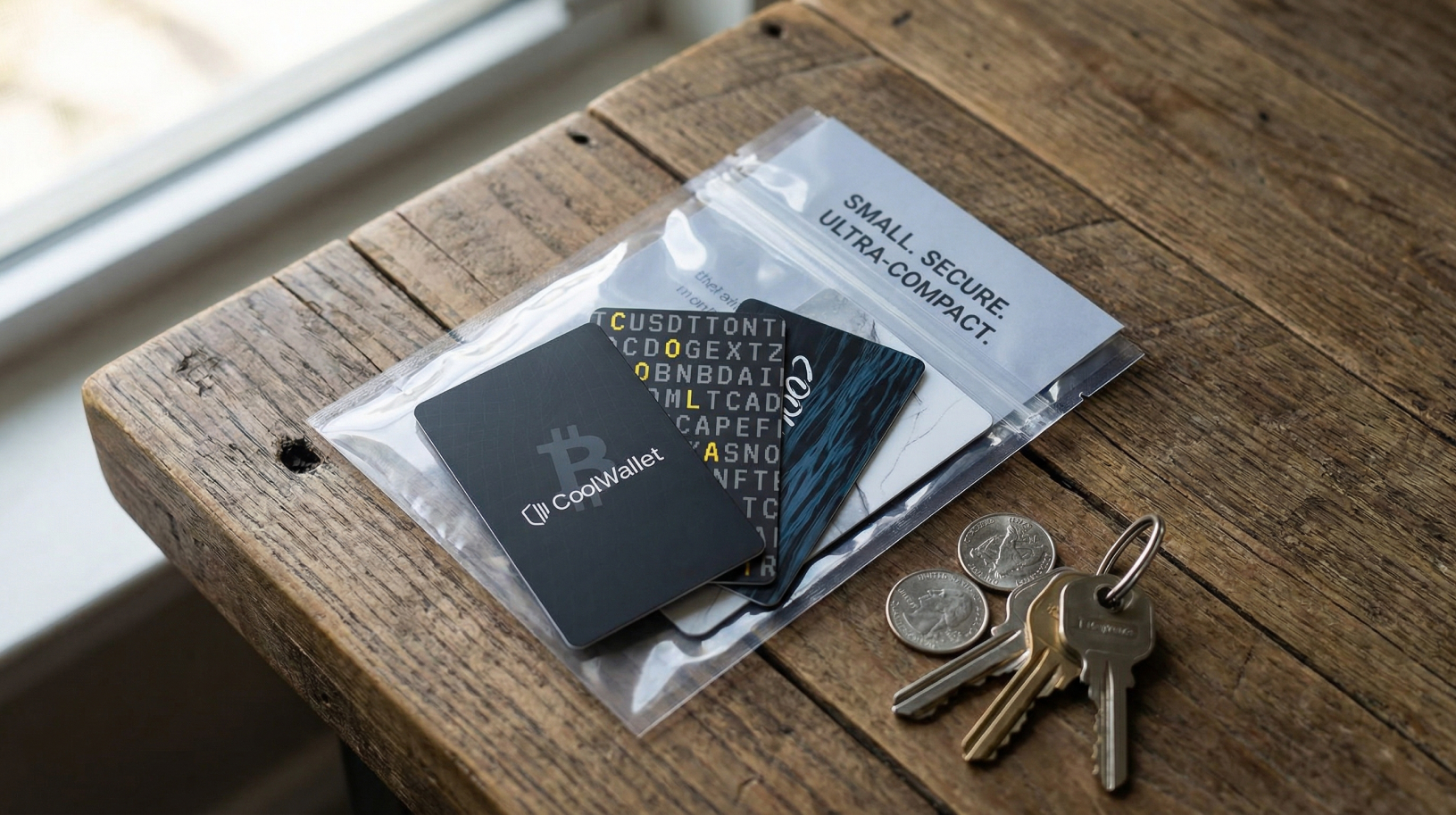 Coolwallet Go Different Designs On Table With Keys