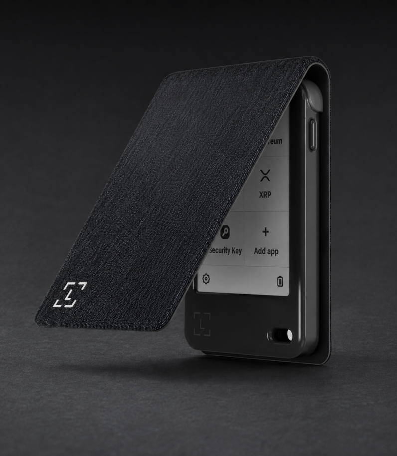 Ledger Nano Gen5 Magnet Folio Business Charcoal On Desk