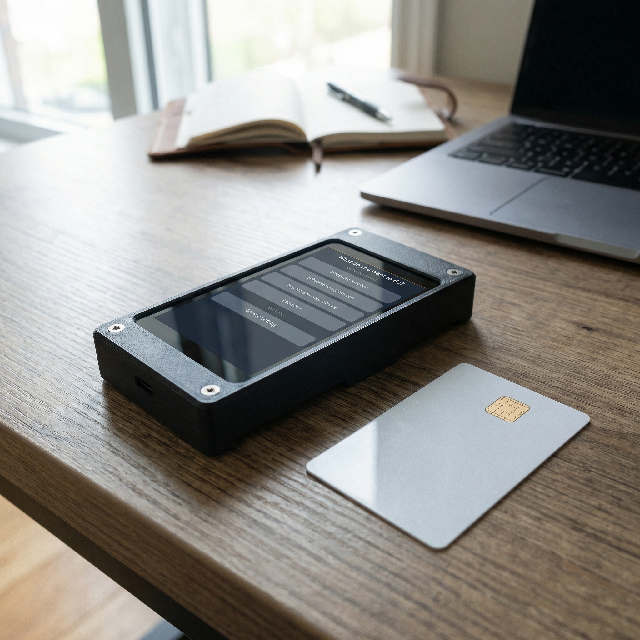Specter shield lite on desk with recovery card near the laptop