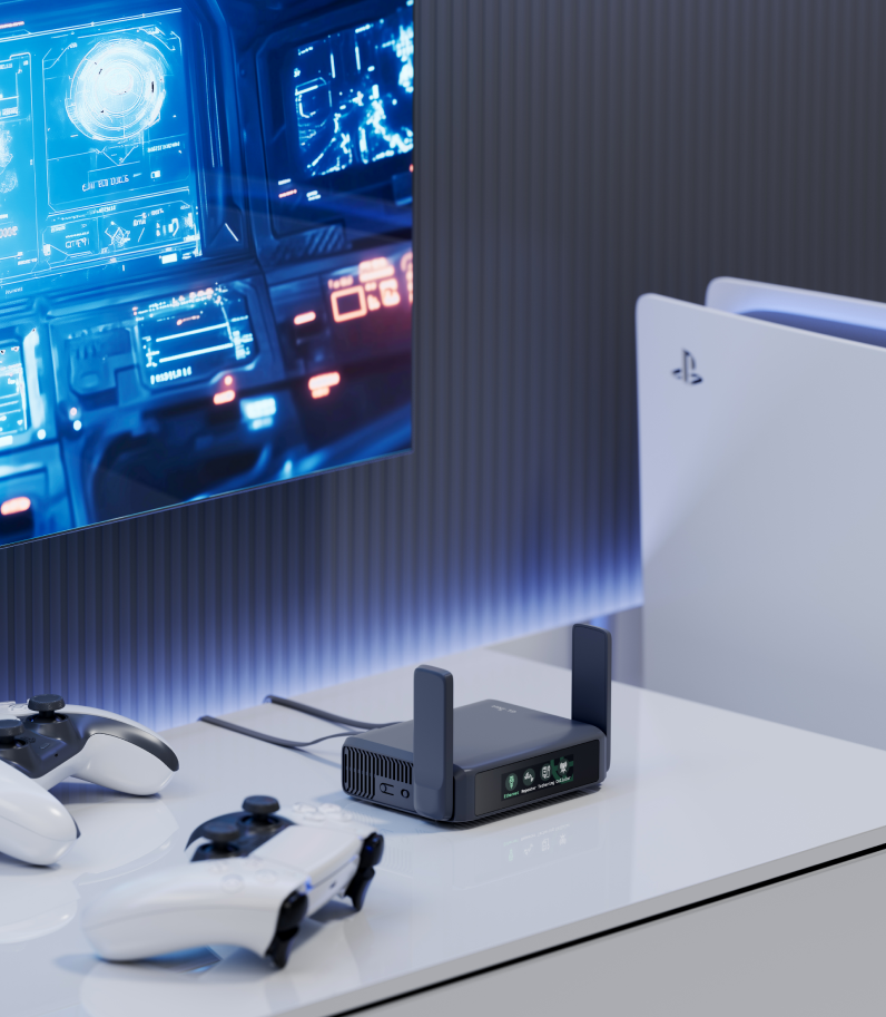 GL.iNet Slate 7 (GL-BE3600) 8 Slate 7 router on the futuristic ps5 look