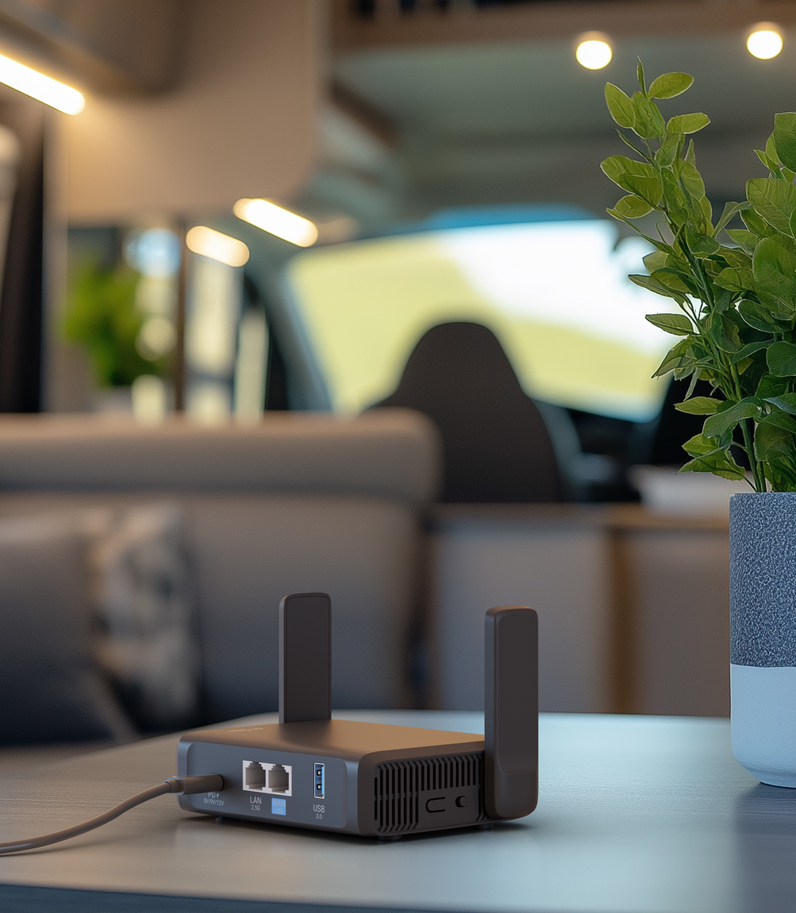 GL.iNet Slate 7 (GL-BE3600) 10 Slate 7 router on van table