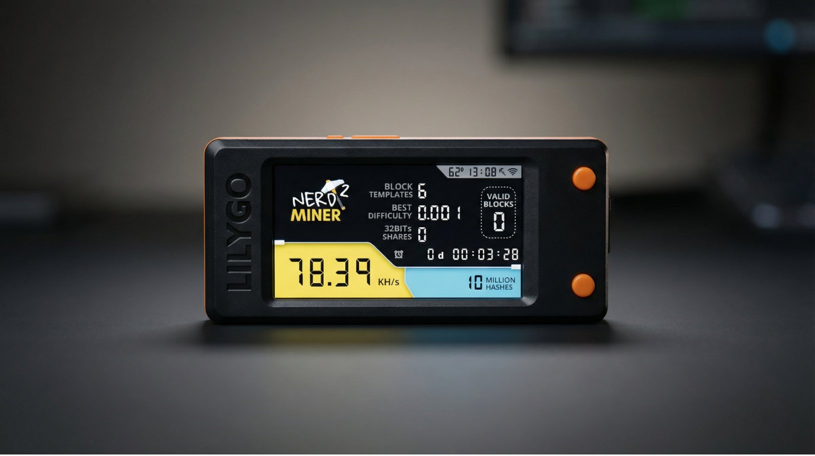 NerdMiner V2 6 Nerdminer V2 Header on the desk