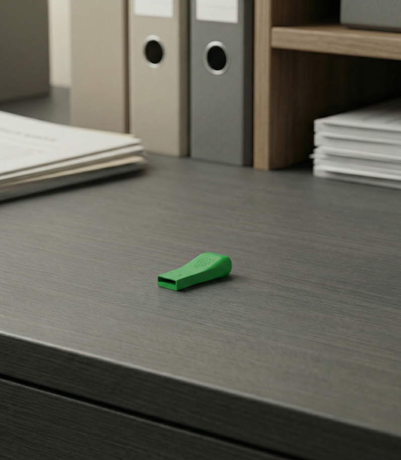 SecureToken338M on desk behind documents