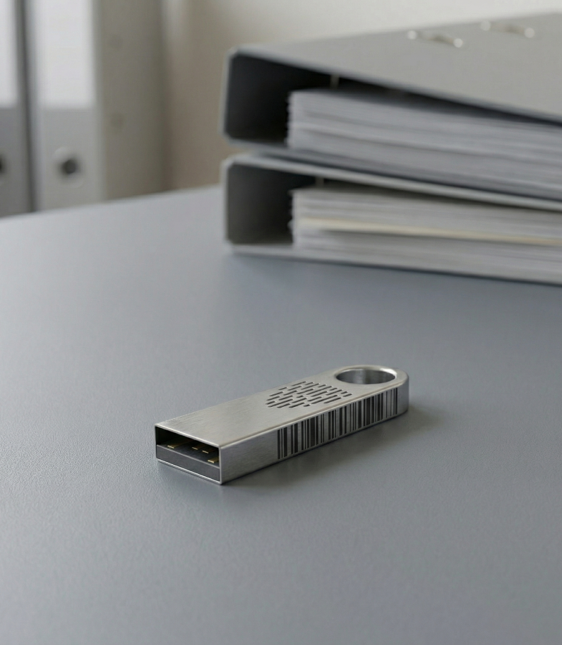 SecureToken338S on desk behind documents