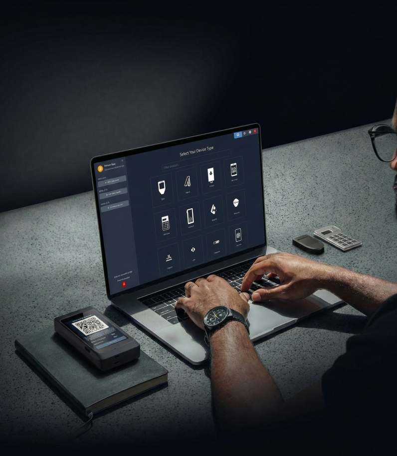 Specter Shield Metal 14 Specter Shield Metal on keynote and human working on laptop