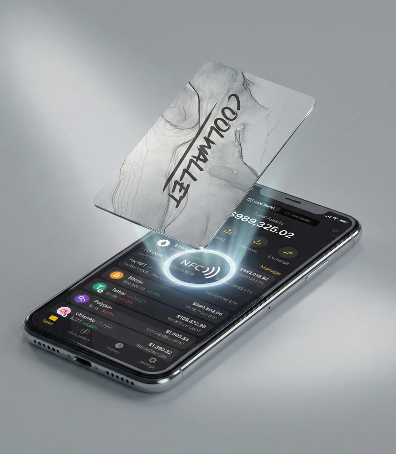 Coolwallet Go 4 Coolwallet Go upside phone with NFC visual