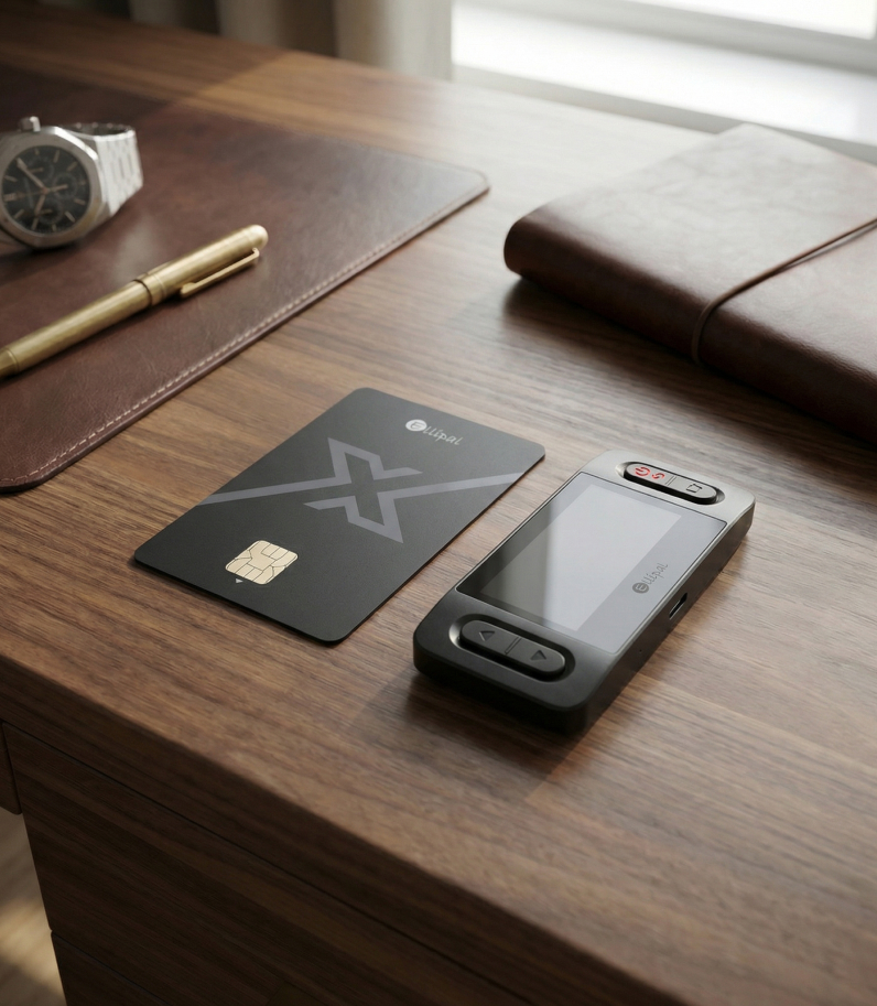 Ellipal X Card cards and starter on desk