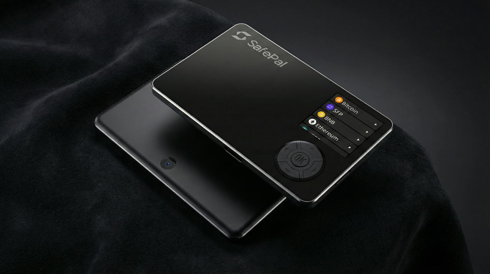 Safepal S1 Pro from back and from front with soft background