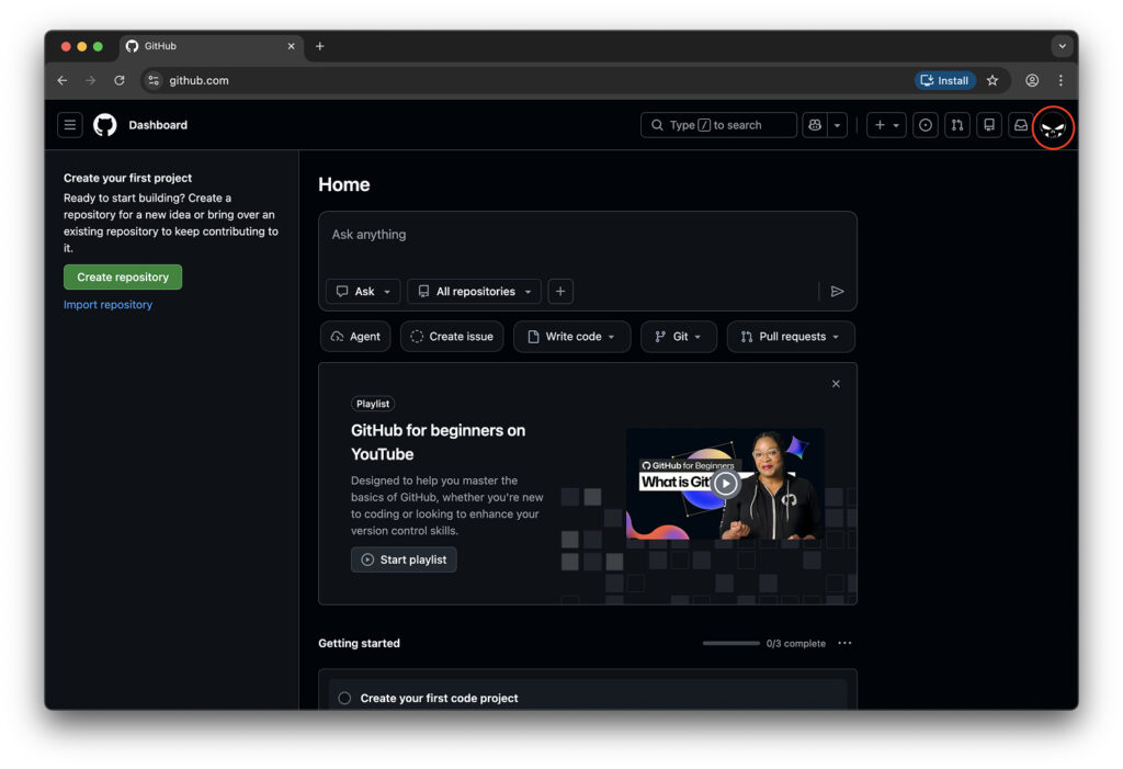 Two-factor authentication on GitHub — service homepage