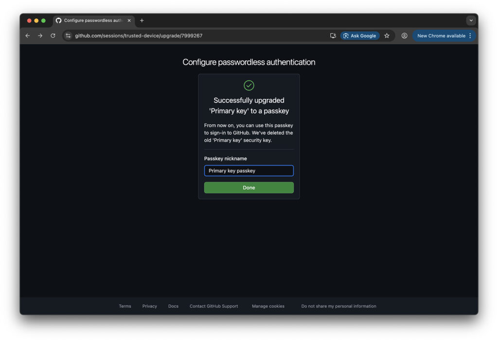 Saving the Passkey name