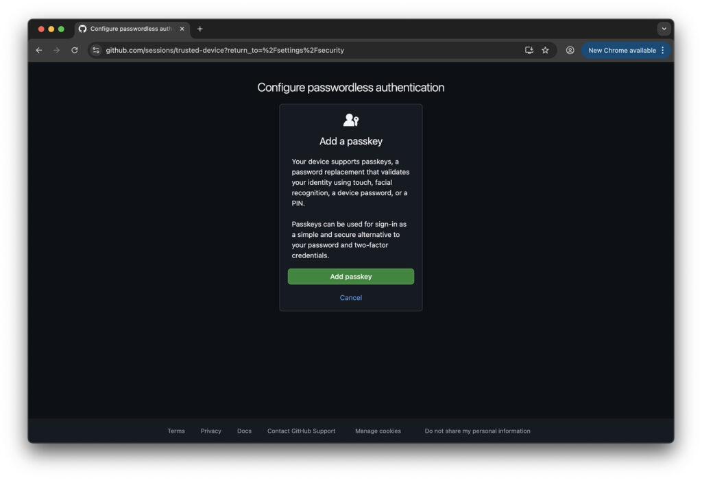 Add a passkey button