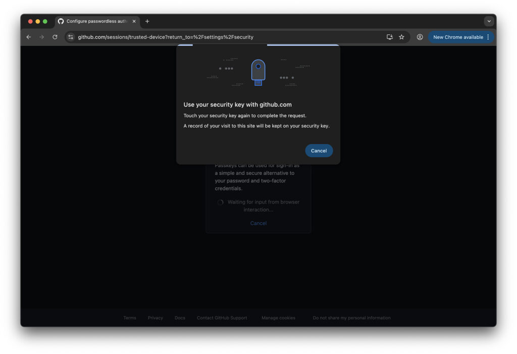 Entering the YubiKey PIN code