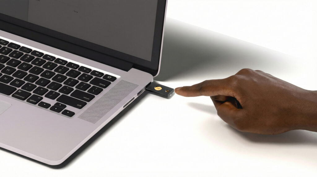 Touching the YubiKey sensor