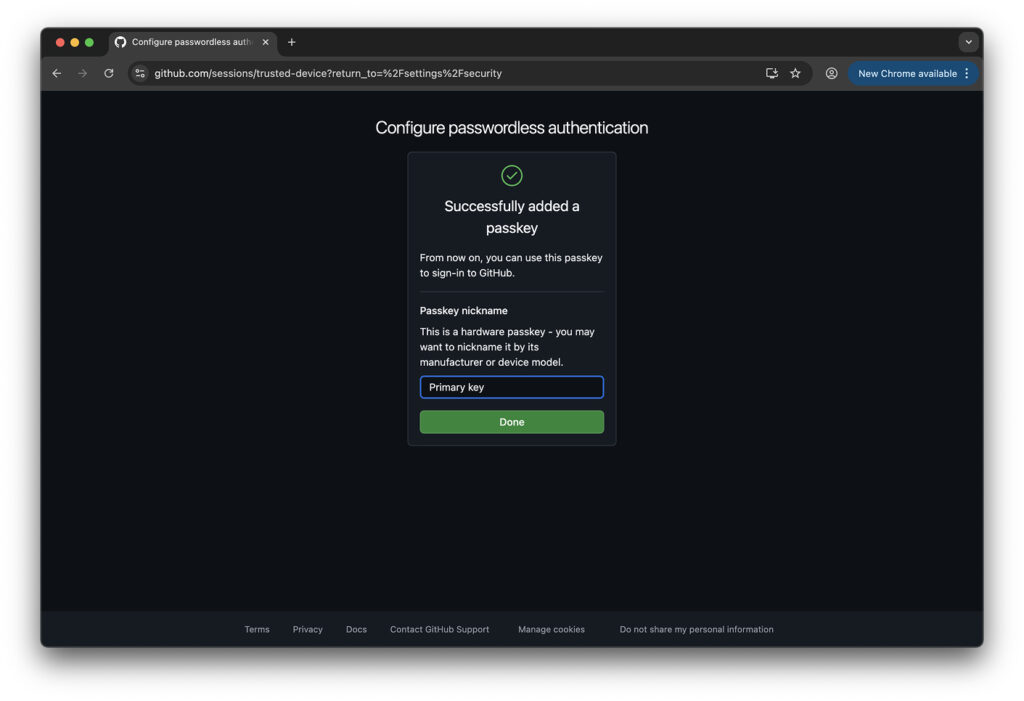 Saving the Passkey name