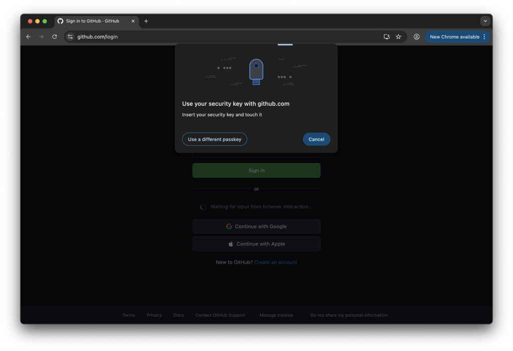 Login confirmation via Passkey