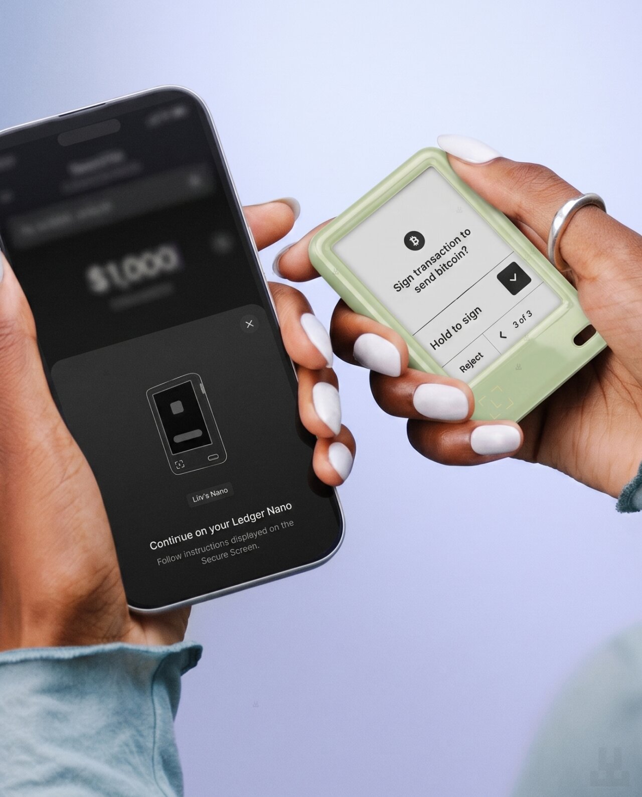Ledger Nano Gen5 — Matcha Green 6 Ledger Nano Gen5 Matcha Green Main Photo With Phone