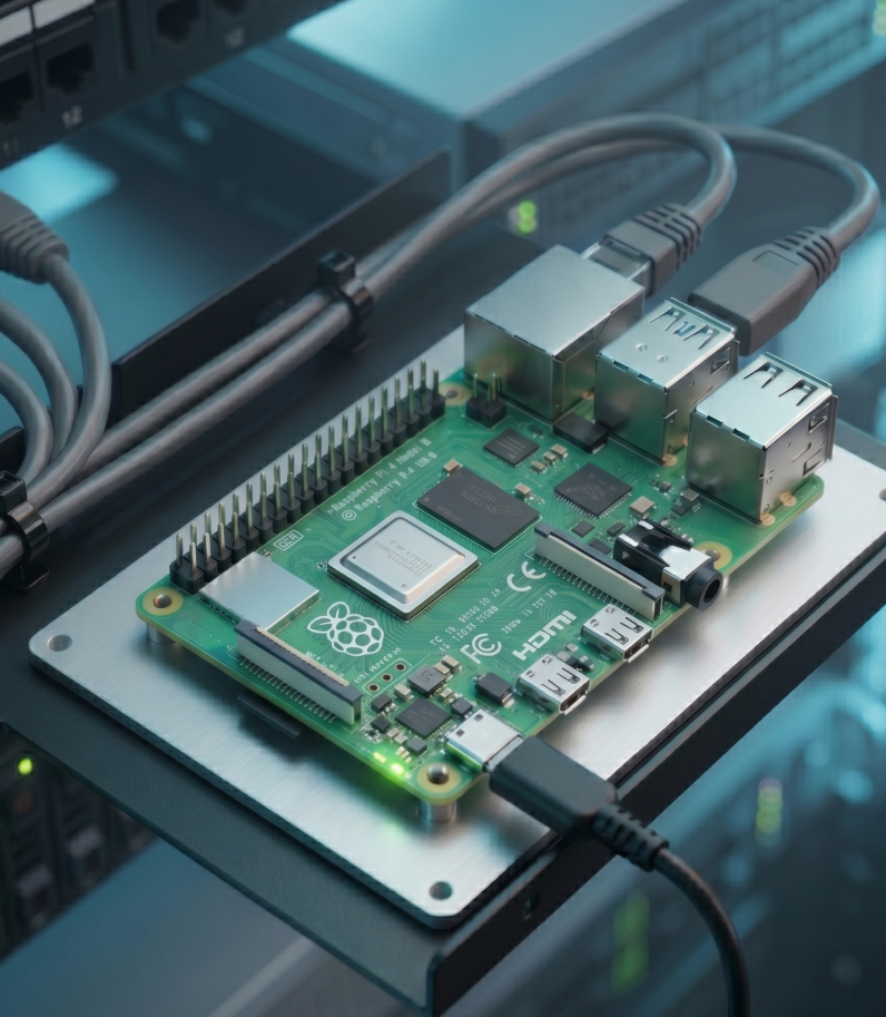 Raspberry Pi 4 in server room