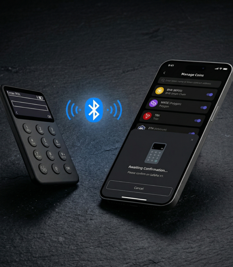 Safepal X1 9 Safepal X1 with phone bluetooth connection