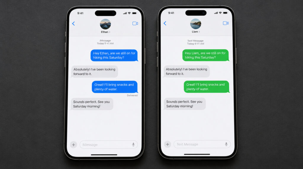 iMessage and SMS on iPhone: blue and green messages with different protection levels