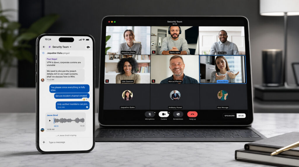 Wire private messenger for teams with a secure chat and video call