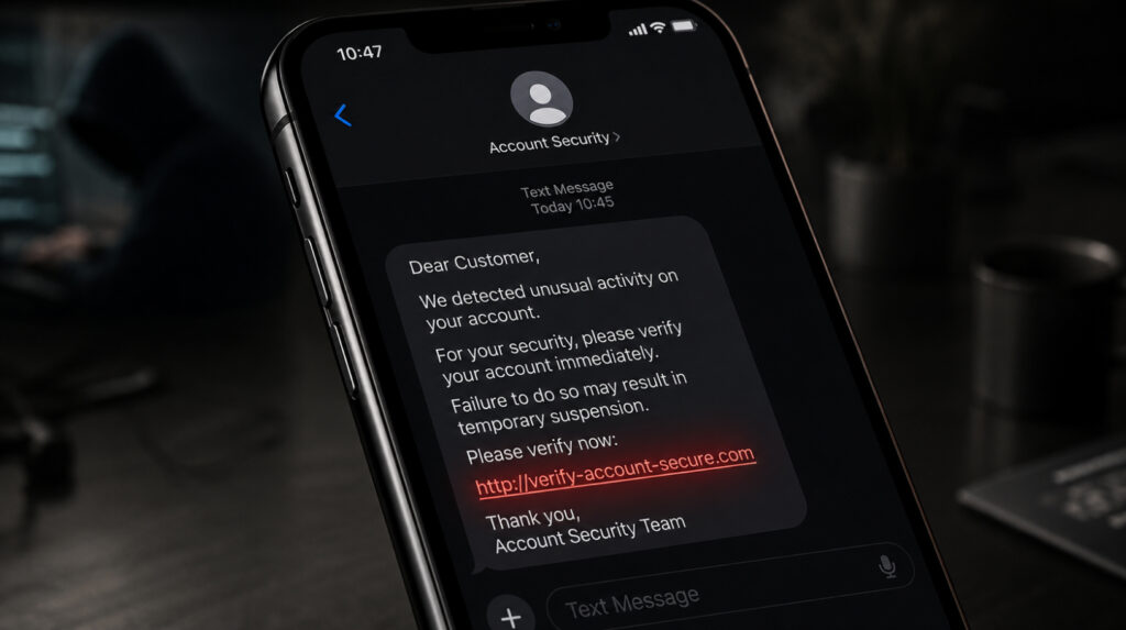 Фішингове SMS від банку або державного сервісу з підозрілим посиланням