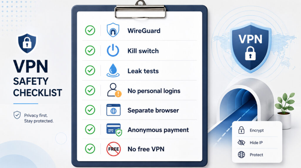 Правила використання VPN для приватності: WireGuard, kill switch, leak-тести та окремий браузер