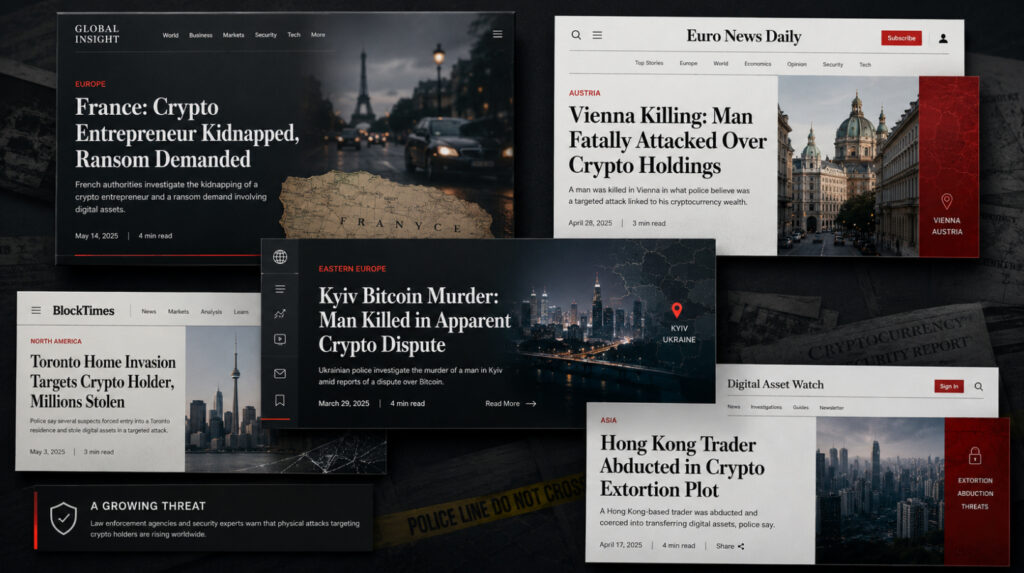 Real wrench attack cases: kidnappings and attacks on crypto holders in Kyiv, Vienna, and France