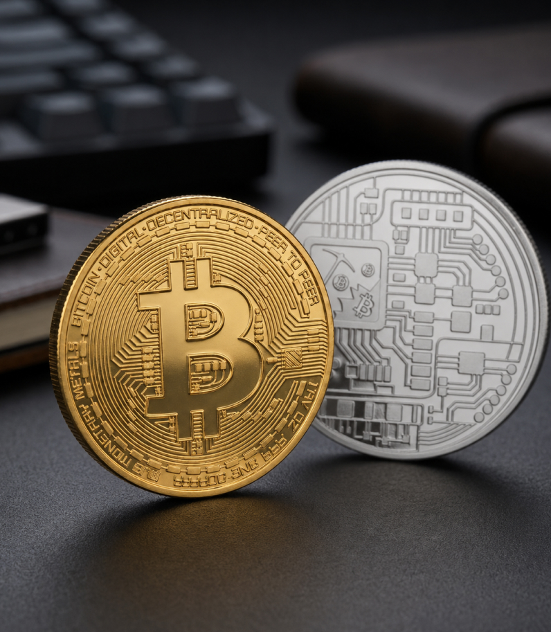 Сувенірна монета Bitcoin 4 Bitcoin Souvenir Coin Front And Back