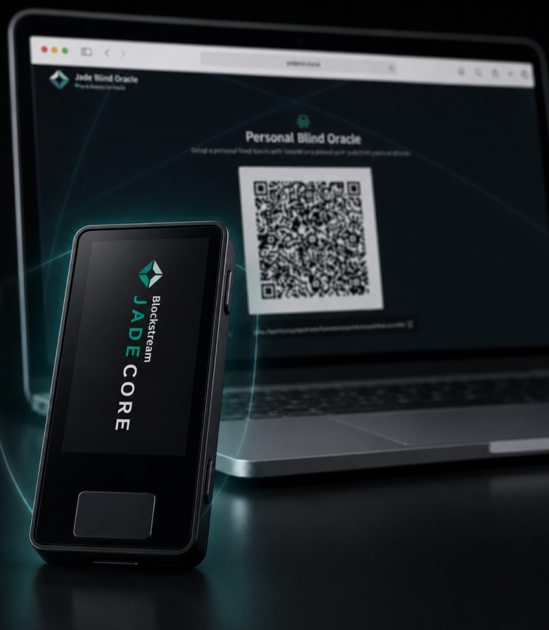 Blockstream Jade Core 8 Blockstream Jade Core On Desk Behind Laptop