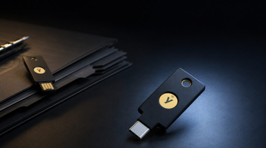 Порівняння прошивок YubiKey 5.4.3 і 5.7.4 у Yubico Authenticator на двох ноутбуках