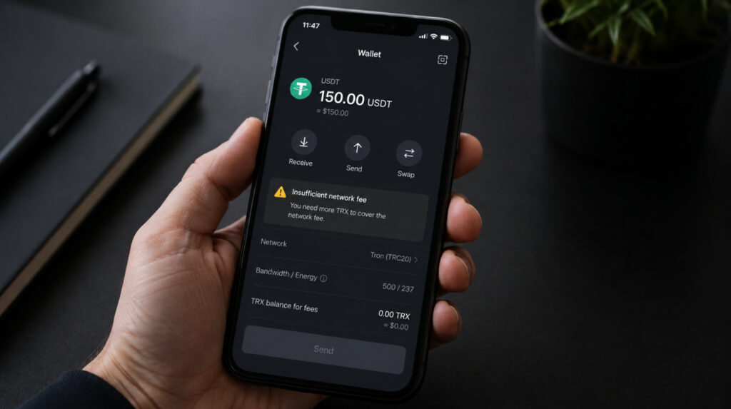 Не виходить відправити USDT з гаманця — що перевірити