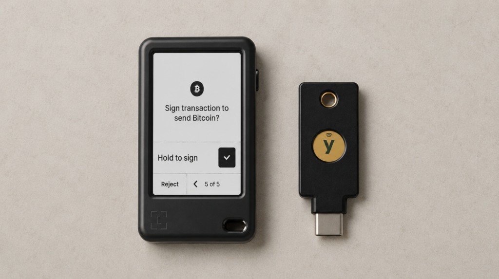 Ledger Nano Gen5 та окремий FIDO2-ключ безпеки для двофакторної автентифікації