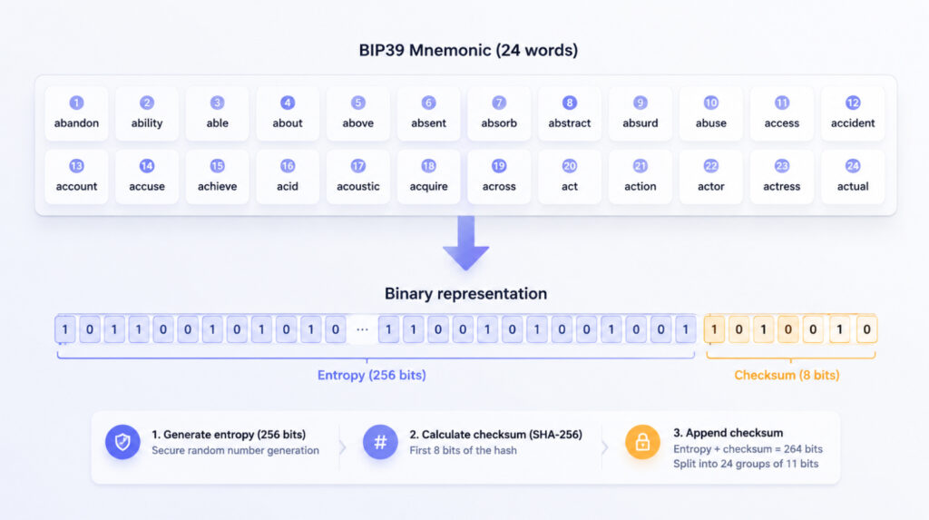 BIP39 seed-фраза на 24 слова та контрольна сума checksum