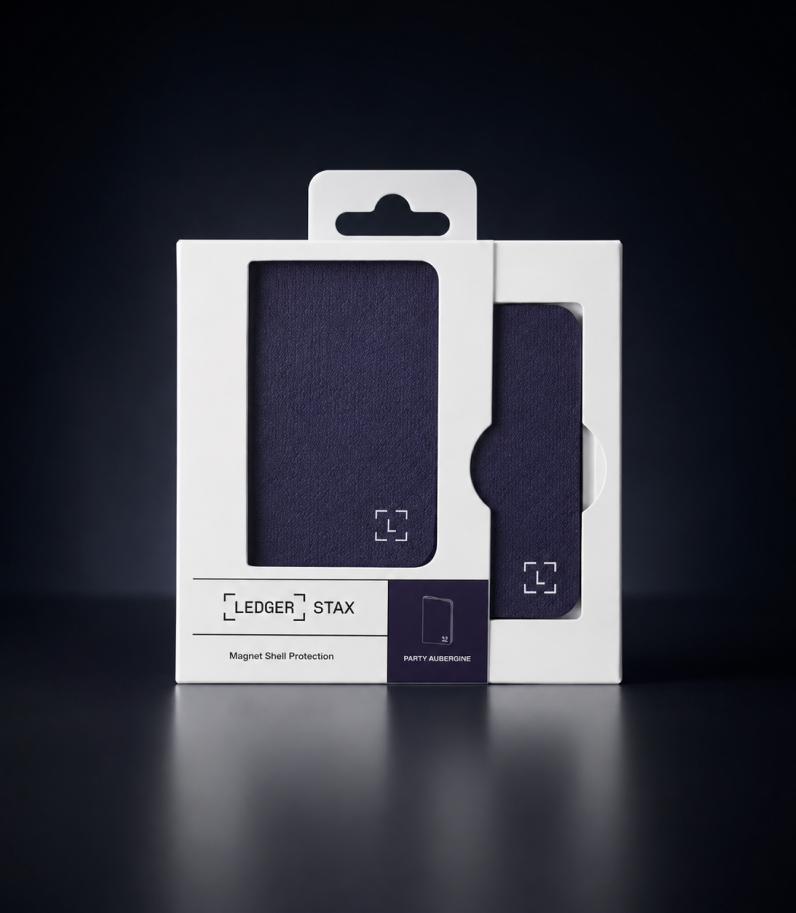 Ledger Stax Magnet Shell Party Aubergine Box Content