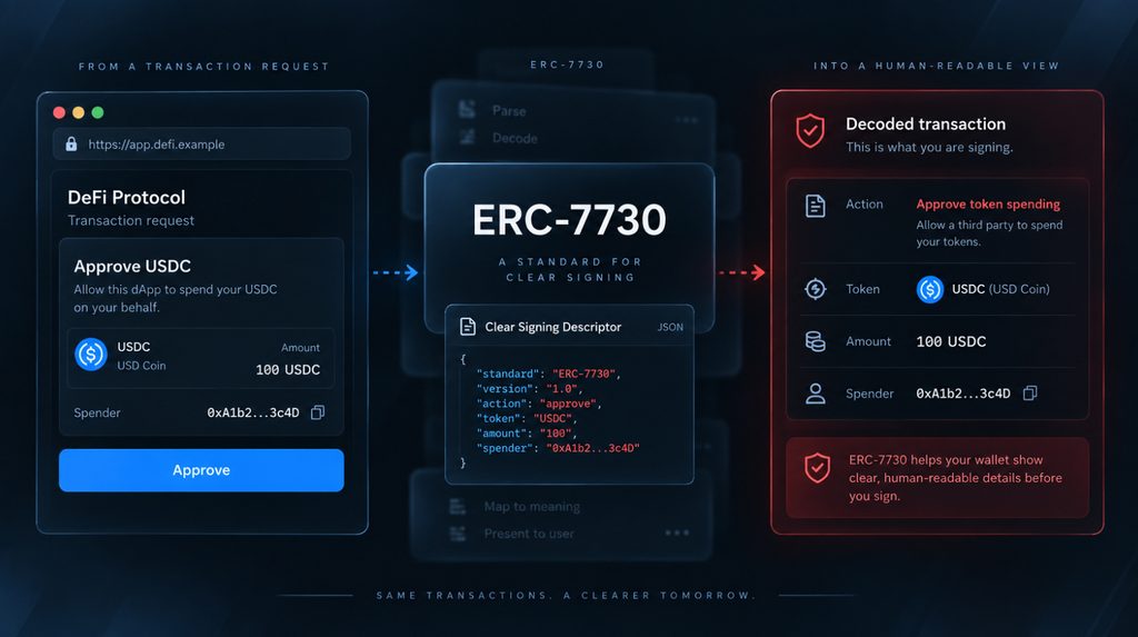 ERC-7730 і Clear Signing: як гаманець показує зміст транзакції