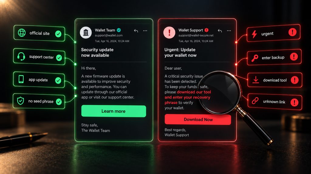 How to distinguish a legitimate hardware wallet email from phishing