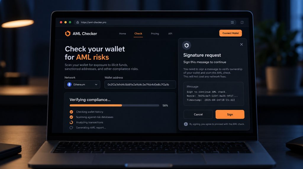 Фейковий AML-чекер із запитом на підпис