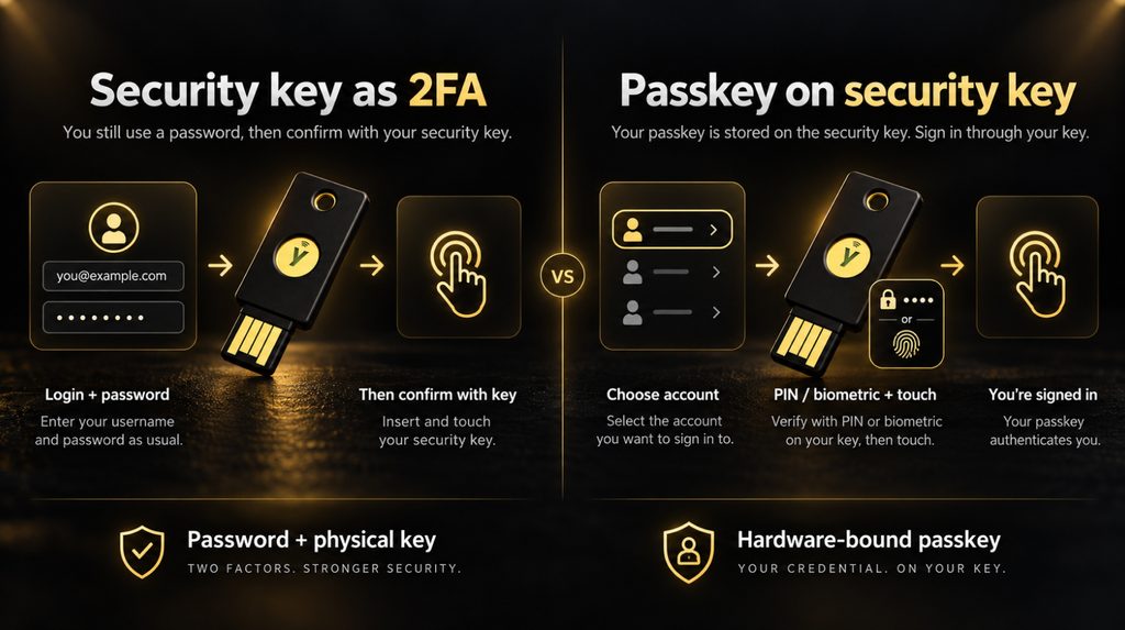 Ключ безпеки FIDO2: 2FA та passkey