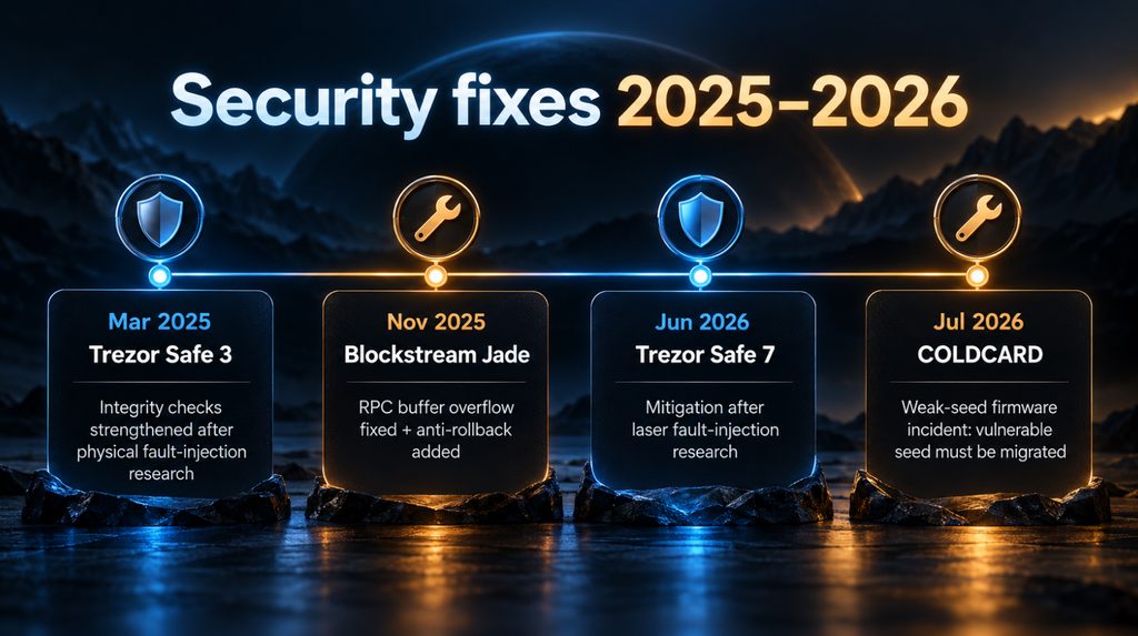 Security fixes 2025–2026 для прошивок апаратних гаманців