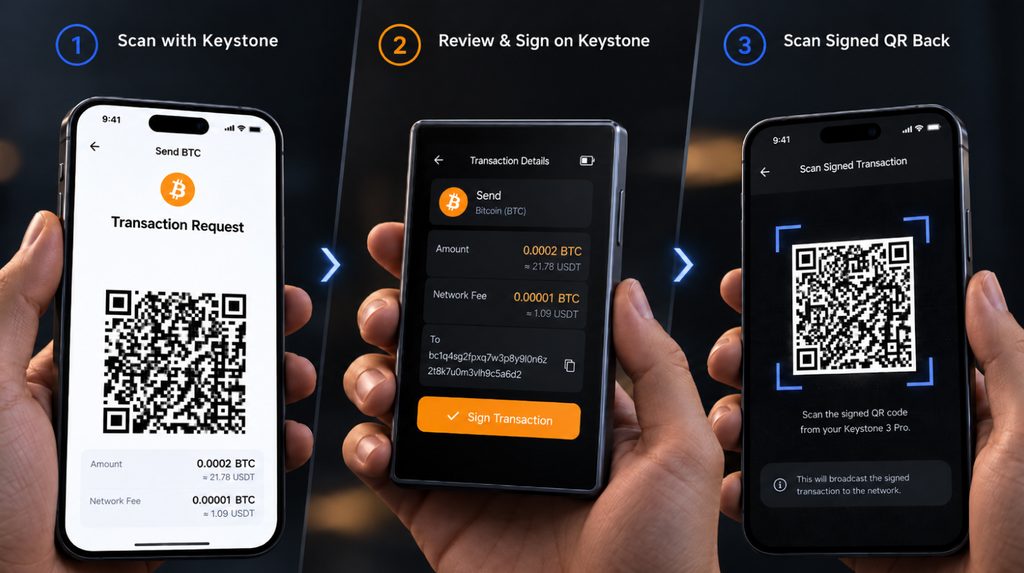 Підпис транзакції на Keystone 3 Pro через QR-код