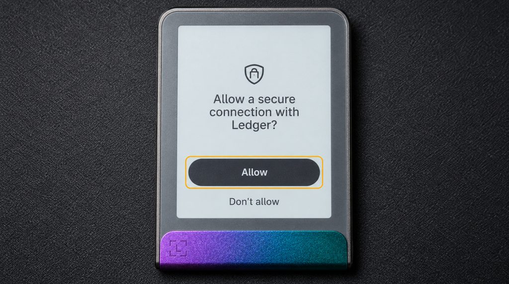 Secure connection request on Ledger Flex with the Allow button highlighted