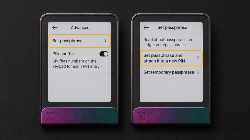 Set passphrase in the Flex Advanced menu and the option to attach it to a new PIN