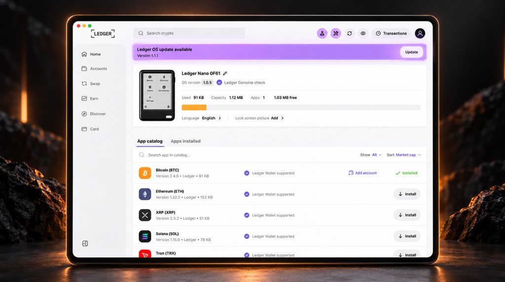 Оновлення Ledger OS у Ledger Wallet