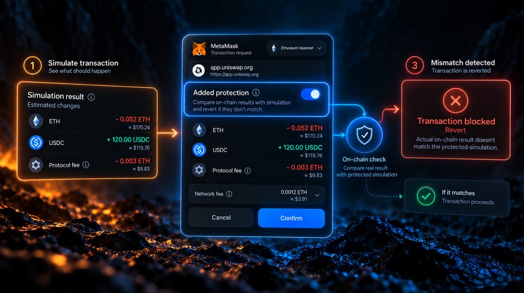 Added protection у MetaMask — ончейн перевірка результату симуляції