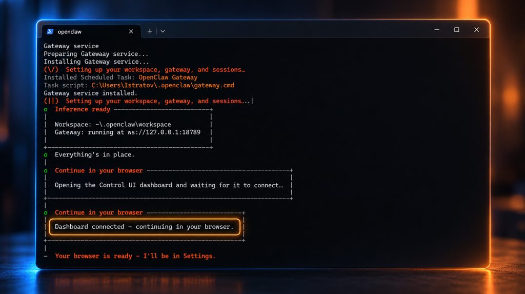 Завершення онбордингу OpenClaw: Inference ready і запуск Gateway